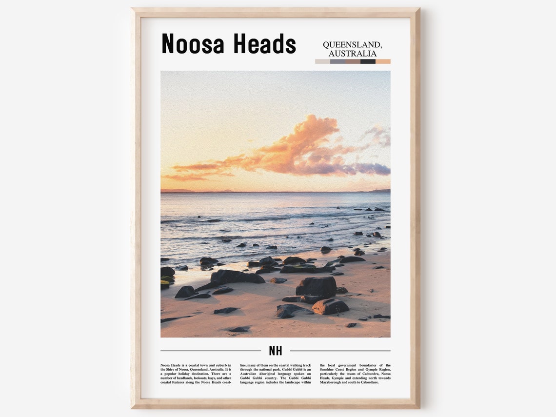 Noosa Heads Print Noosa Heads Poster Noosa Heads Wall Art Minimal Travel Print Minimal City Poster Travel Destination Oil Painting Poster
