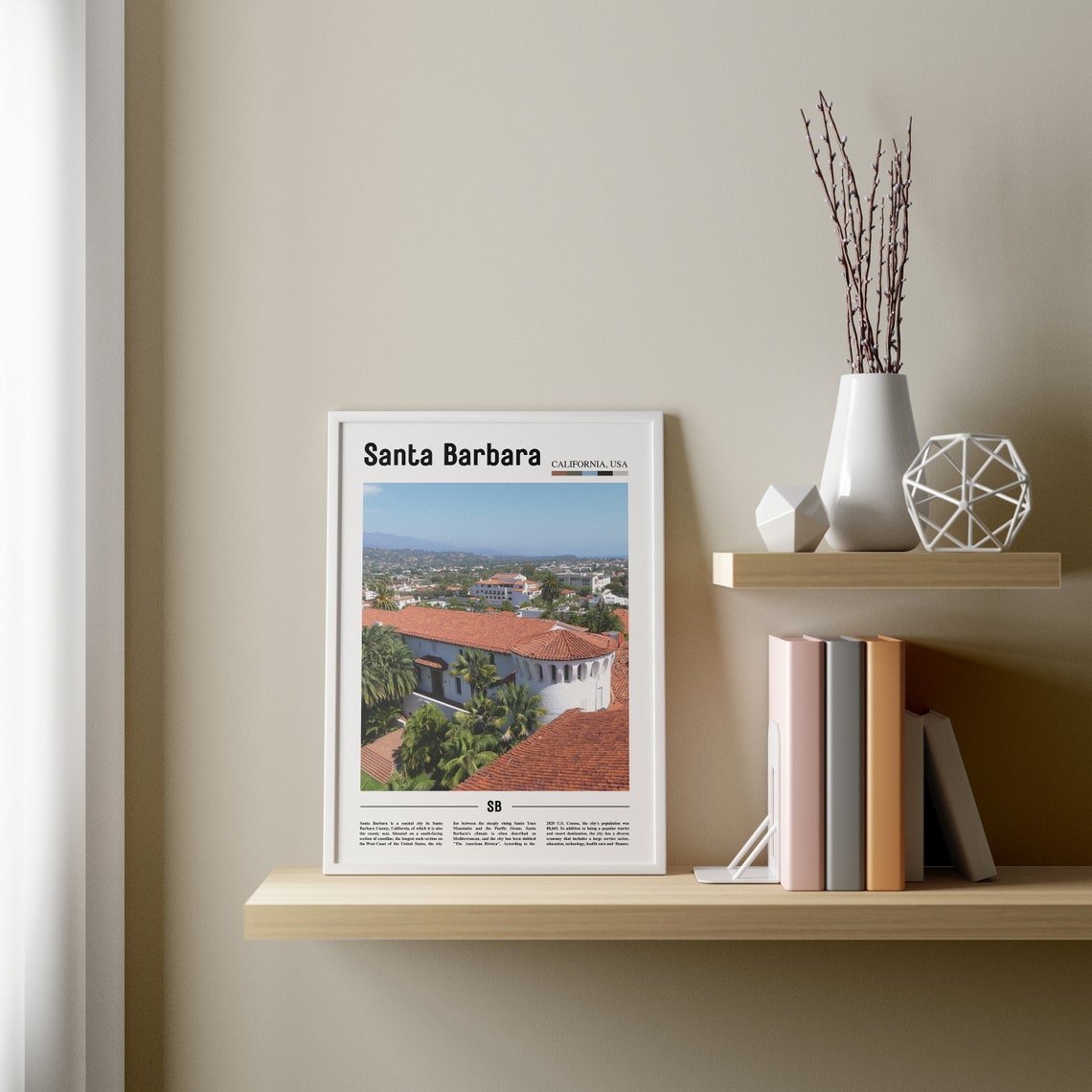 Santa Barbara Print Santa Barbara Poster Santa Barbara Wall Art Oil Painting Poster Colorful City Print City Artwork Travel Artwork - Image 4