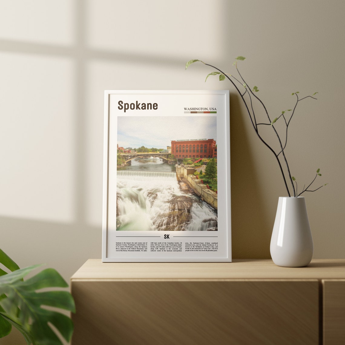 Spokane Print Spokane Poster Spokane Wall Art Oil Painting Poster Colorful City Print City Artwork Travel Artwork Travel Wall Art - Image 3