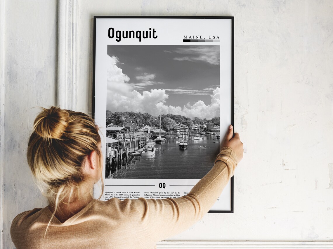 Ogunquit Minimal Travel Poster, Black And White - Image 5