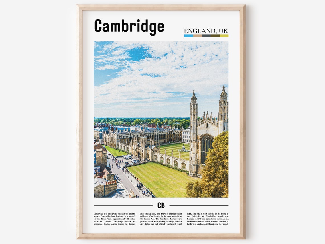 Cambridge Print Cambridge Poster Cambridge Wall Art Oil Painting Poster Colorful City Print City Artwork Travel Artwork Travel Wall Art