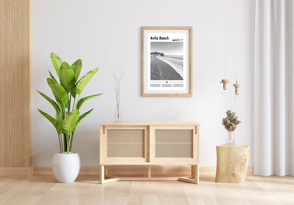 Avila Beach Print Black And White Avila Beach Poster Avila Beach Wall Art Travel Poster City Artwork Travel Wall Art City Art Print - Image 5