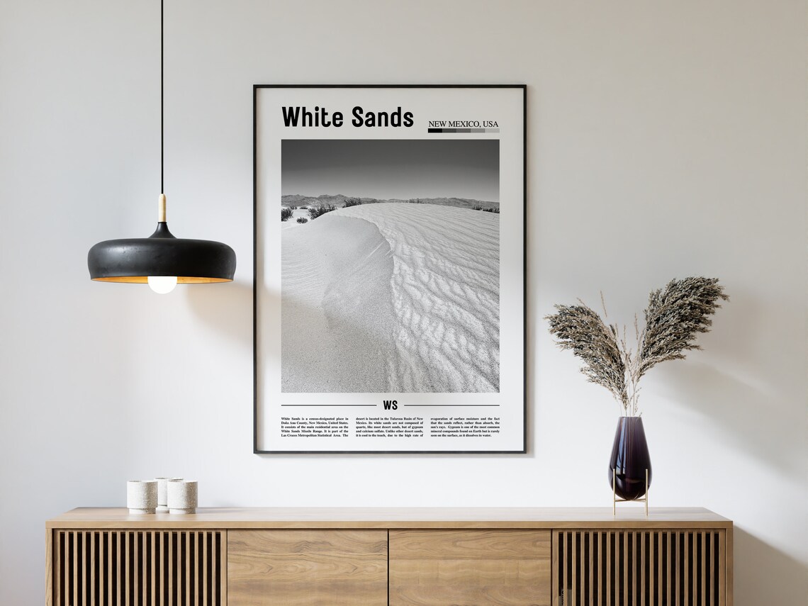 White Sands Black And White Travel Poster - Image 4