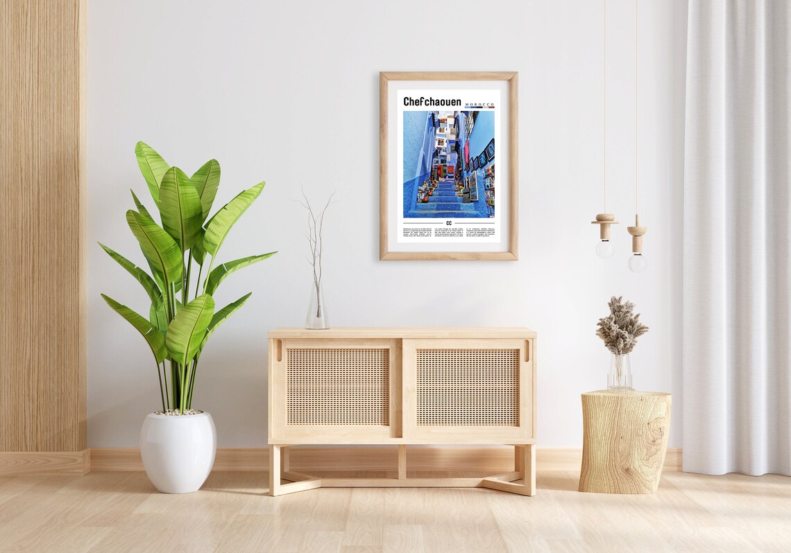 Chefchaouen Minimal Travel Poster, Oil Painting - Image 5