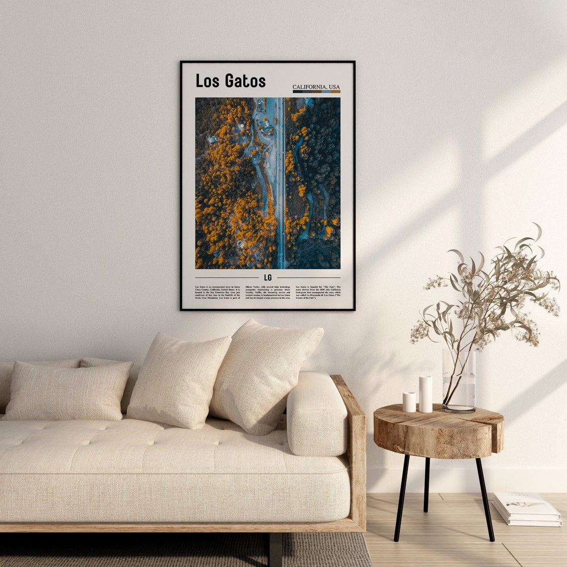 Los Gatos Print Los Gatos Poster Los Gatos Wall Art Minimal Travel Print Minimal City Poster Travel Destination Oil Painting Poster - Image 2