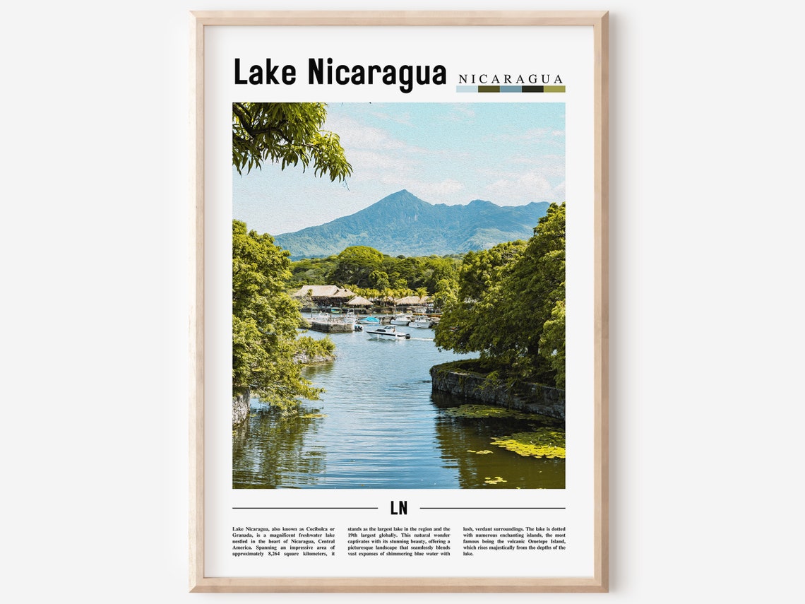 Lake Nicaragua Poster Lake Nicaragua Print Lake Nicaragua Wall Art Central America Poster Central America Print Travel Poster