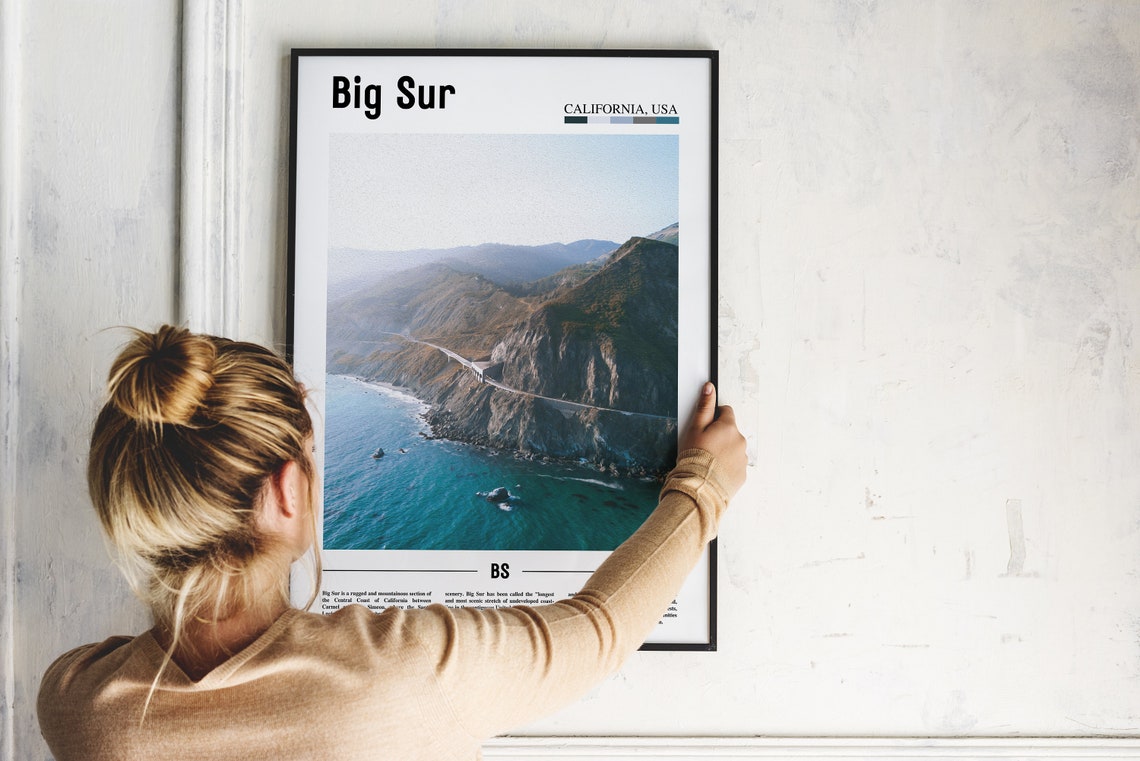 Big Sur Poster Big Sur Print Big Sur Wall Art Minimal Travel Print Minimal City Poster Travel Destination Oil Painting Poster - Image 4