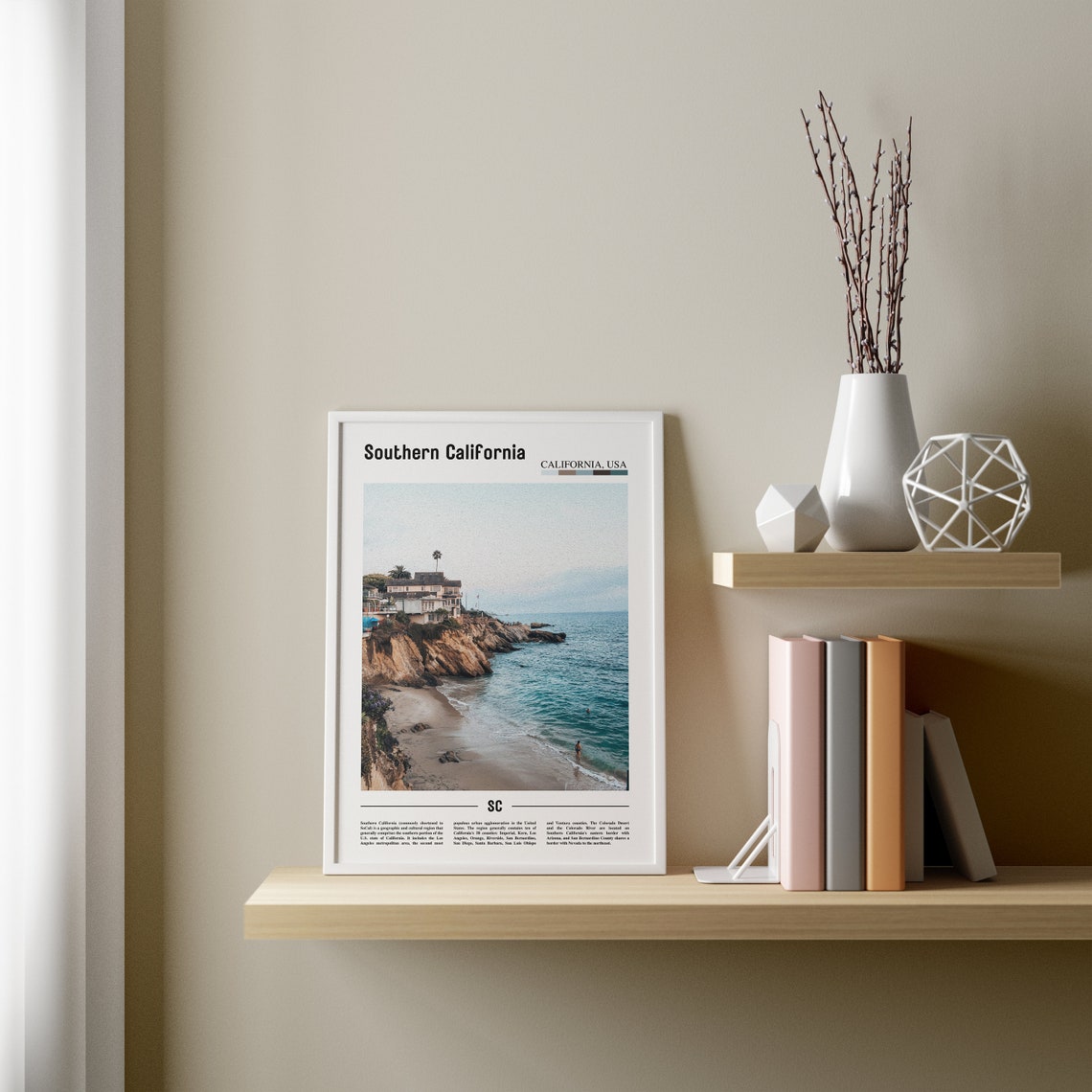 Southern California Poster Southern California Print Southern California Wall Art Minimal Travel Print Oil Painting Poster - Image 2