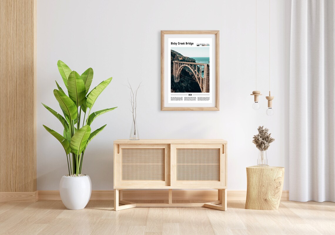Bixby Creek Bridge Print Bixby Creek Bridge Poster Bixby Creek Bridge Wall Art Minimal Travel Print Minimal City Poster Oil Painting Poster - Image 4