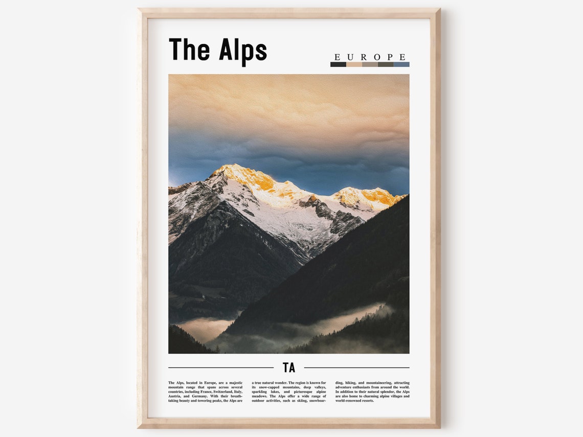 The Alps Poster The Alps Print The Alps Wall Art Europe Photo Europe Poster Europe Print Travel Poster