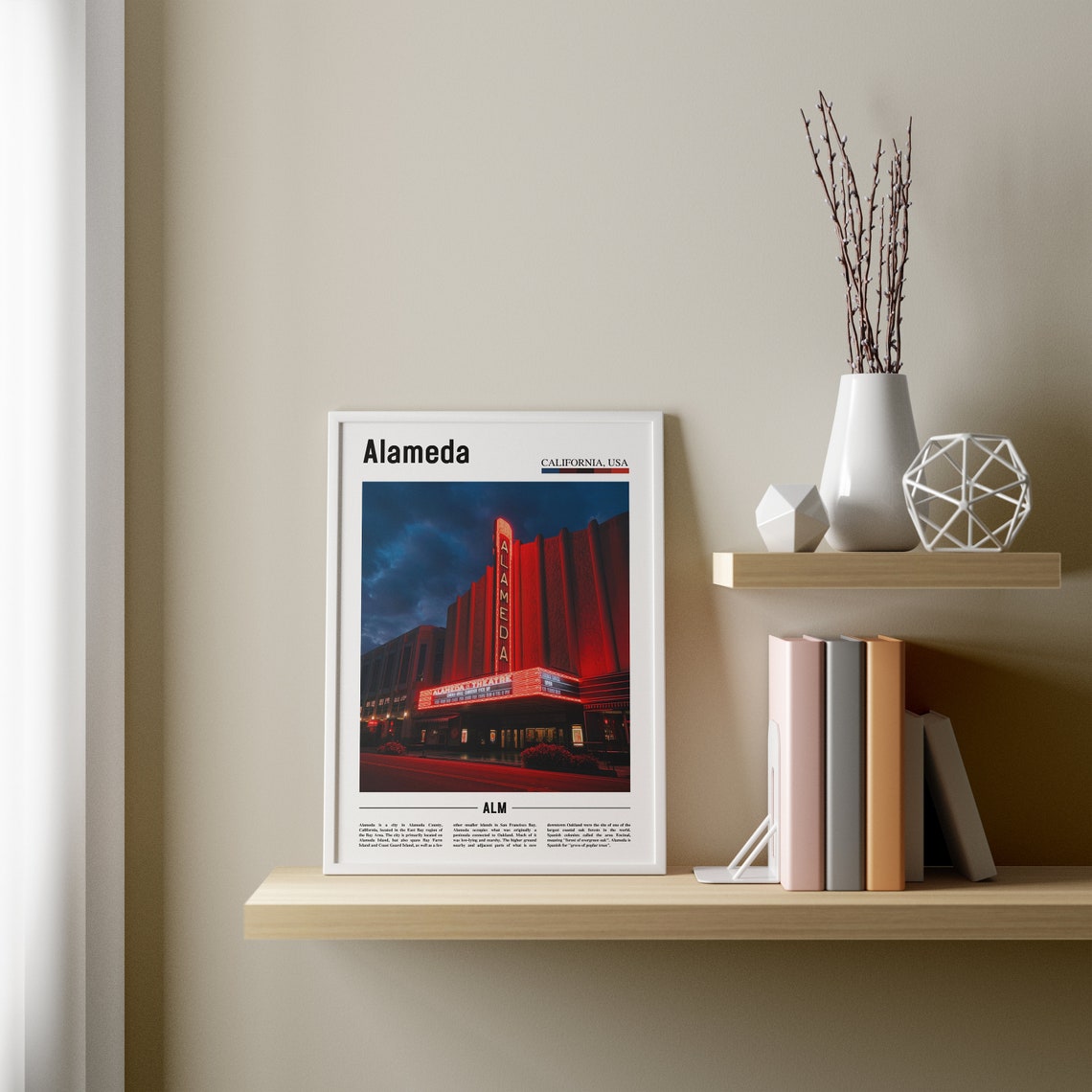 Alameda Print Alameda Poster Alameda Wall Art Minimal Travel Print Minimal City Poster Travel Destination City Print Oil Painting Poster - Image 3