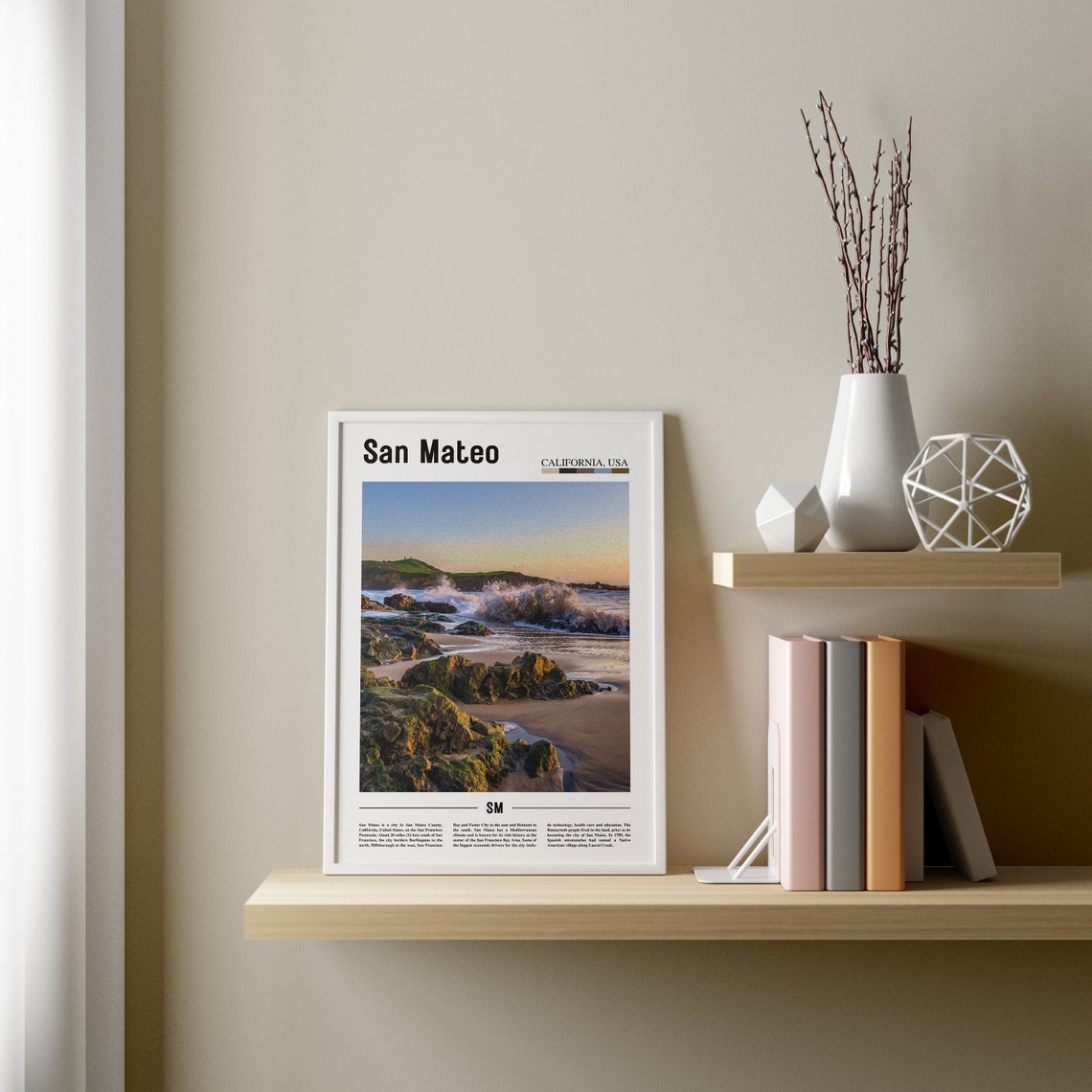 San Mateo Print San Mateo Poster San Mateo Wall Art Minimal Travel Print Minimal City Poster Travel Destination Oil Painting Poster - Image 2