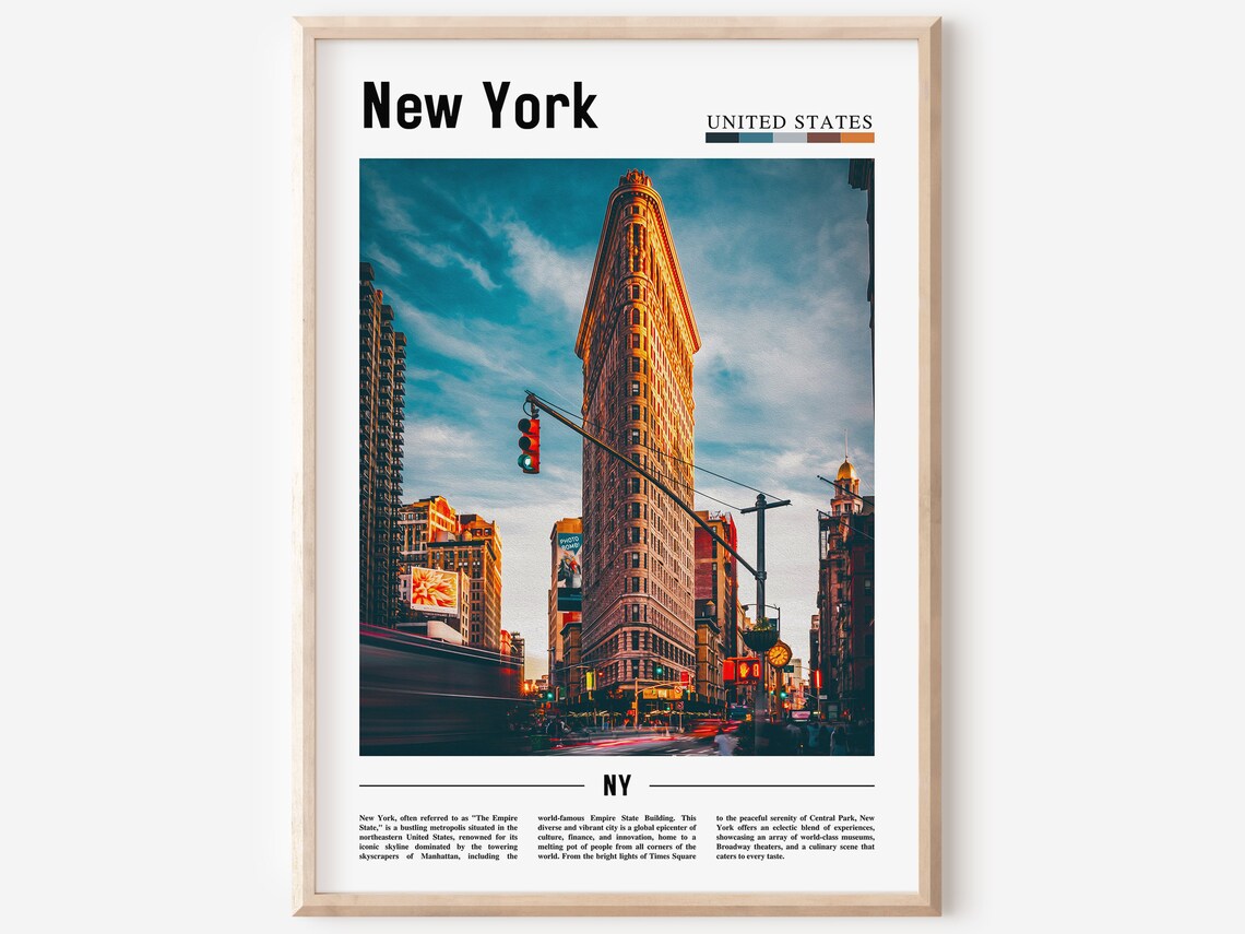 New York Travel Poster, Cityscape Wall Art Print