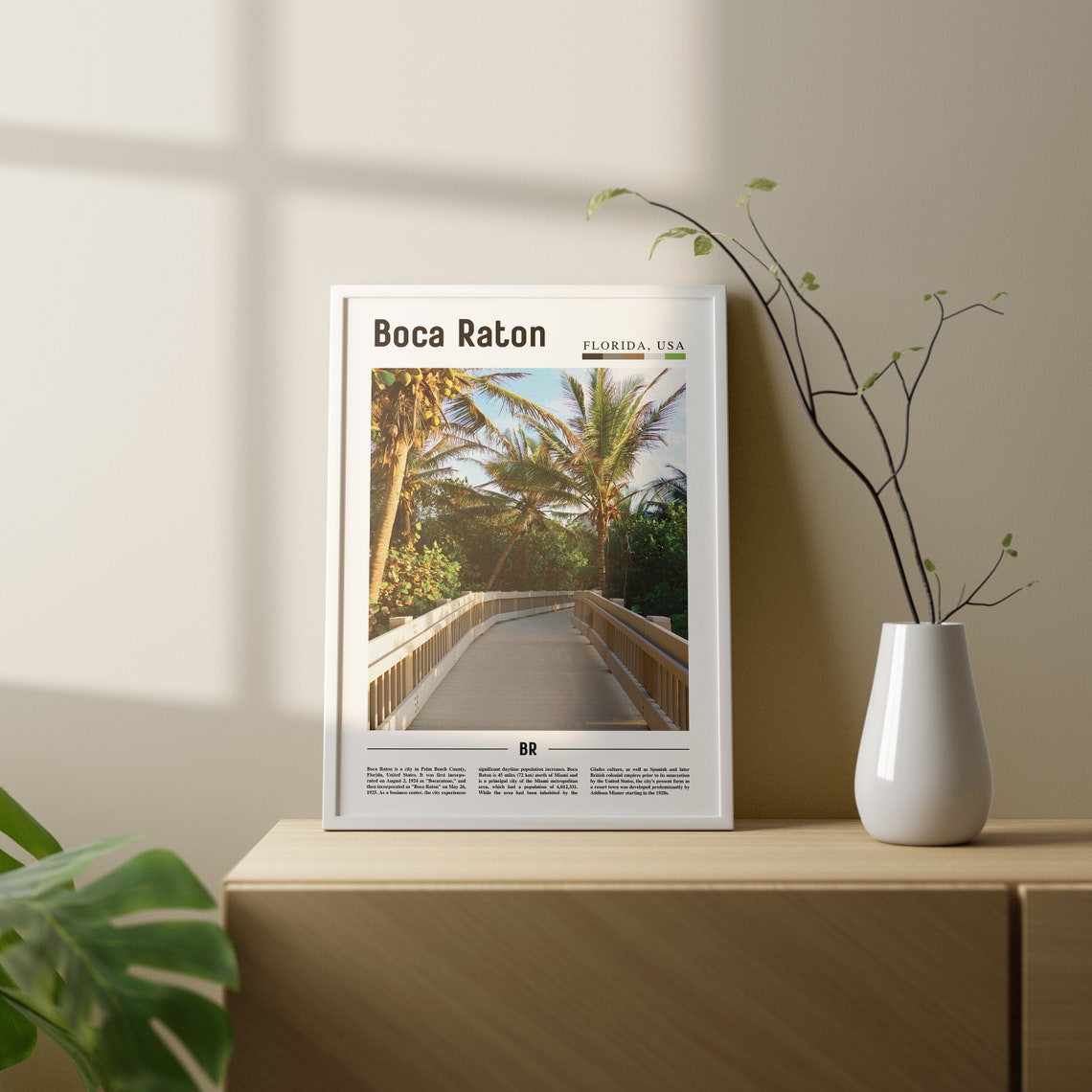 Boca Raton Print Boca Raton Poster Boca Raton Wall Art Oil Painting Poster Colorful City Print City Artwork Travel Artwork Travel Art - Image 3
