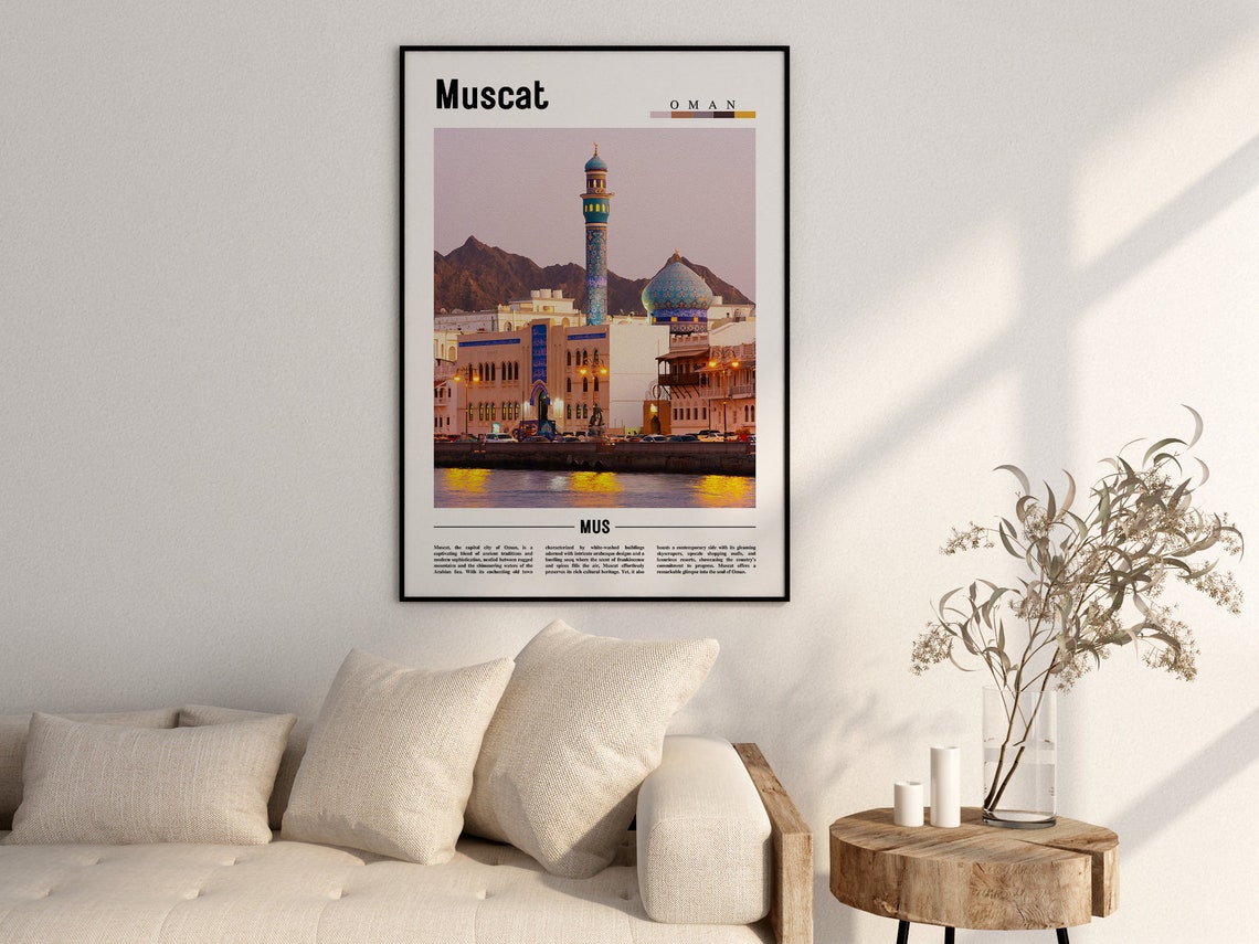 Muscat Poster Muscat Print Muscat Wall Art Minimal Travel Print Travel Destination Oil Painting Poster - Image 2