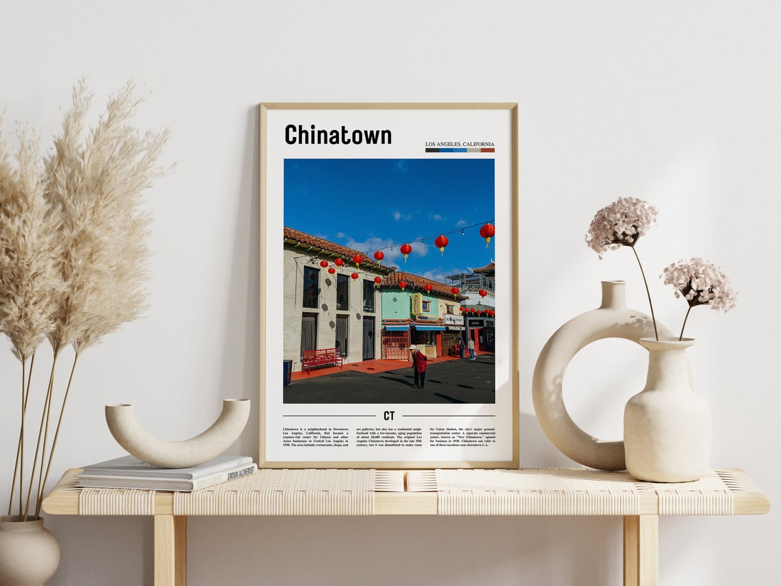 Chinatown Print Chinatown Poster Chinatown Wall Art Minimal Travel Print Minimal City Poster Travel Destination Print Oil Painting Poster - Image 6