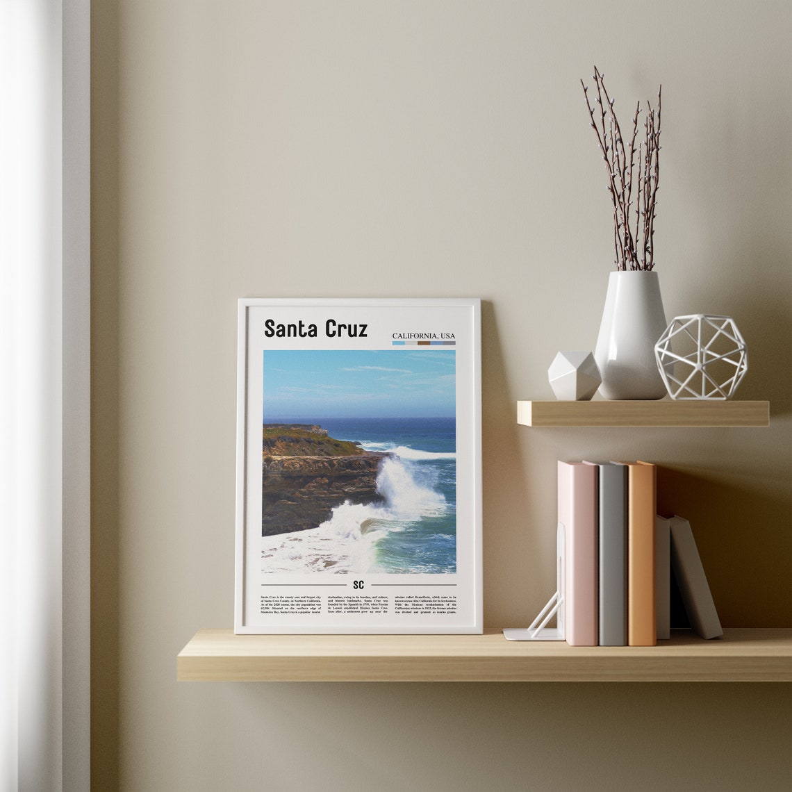 Santa Cruz Print Santa Cruz Poster Santa Cruz Wall Art Oil Painting Poster Colorful City Print City Artwork Travel Artwork Travel Art - Image 4