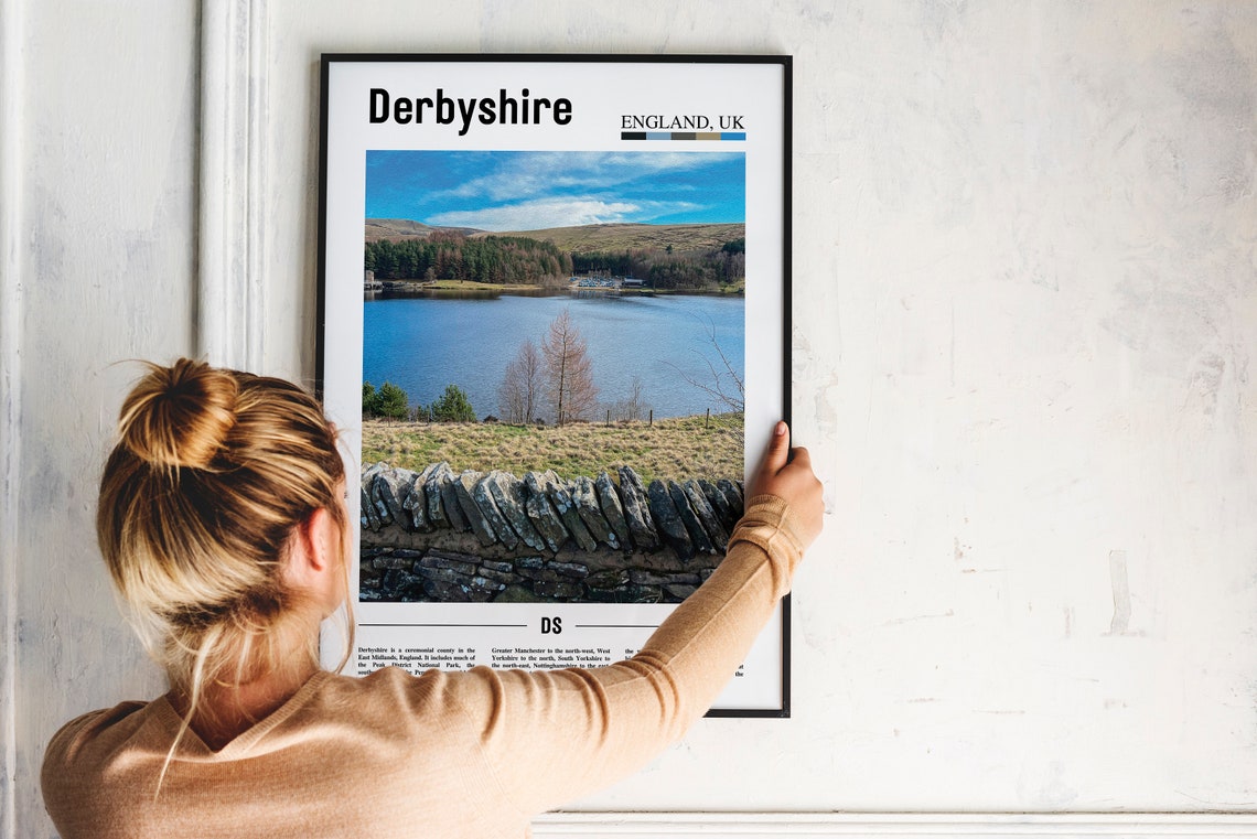 Derbyshire Print Derbyshire Poster Derbyshire Wall Art Oil Painting Poster Colorful City Print City Artwork Travel Artwork Travel Art - Image 4