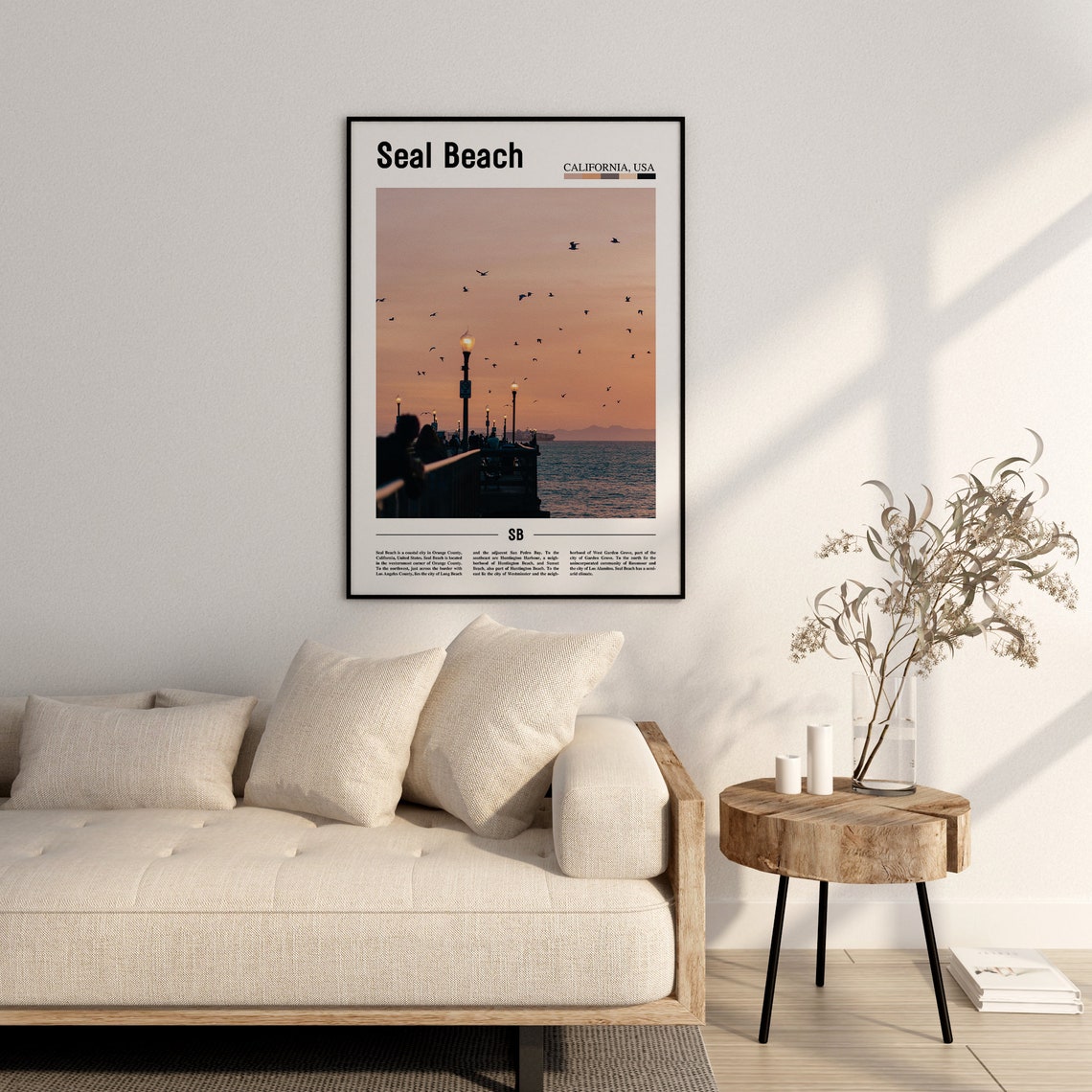 Seal Beach Print Seal Beach Poster Seal Beach Wall Art Minimal Travel Print Minimal City Poster Travel Destination Oil Painting Poster - Image 2