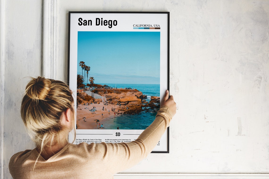 San Diego Print San Diego Poster San Diego Wall Art Minimal Travel Print Minimal City Poster Travel Destination Oil Painting Poster - Image 5