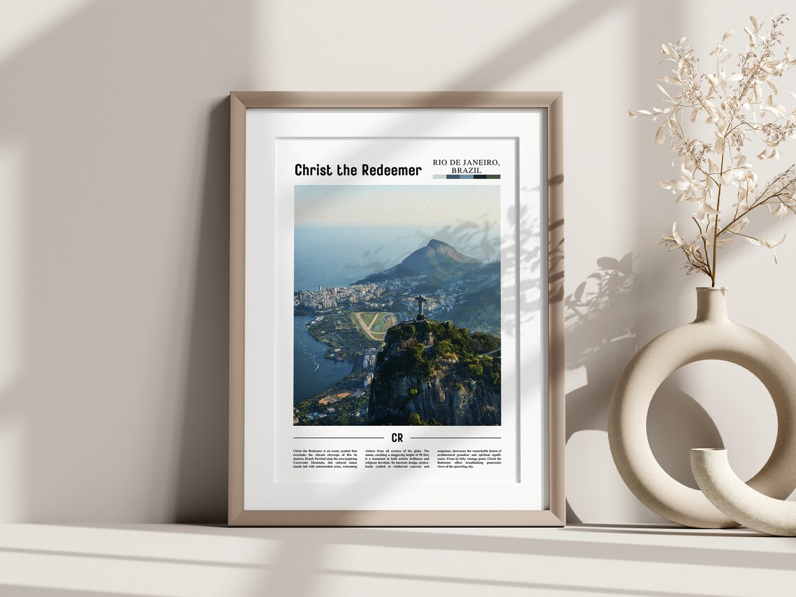 Christ the Redeemer Rio Corcovado Aerial Minimalist Travel Poster - Image 3