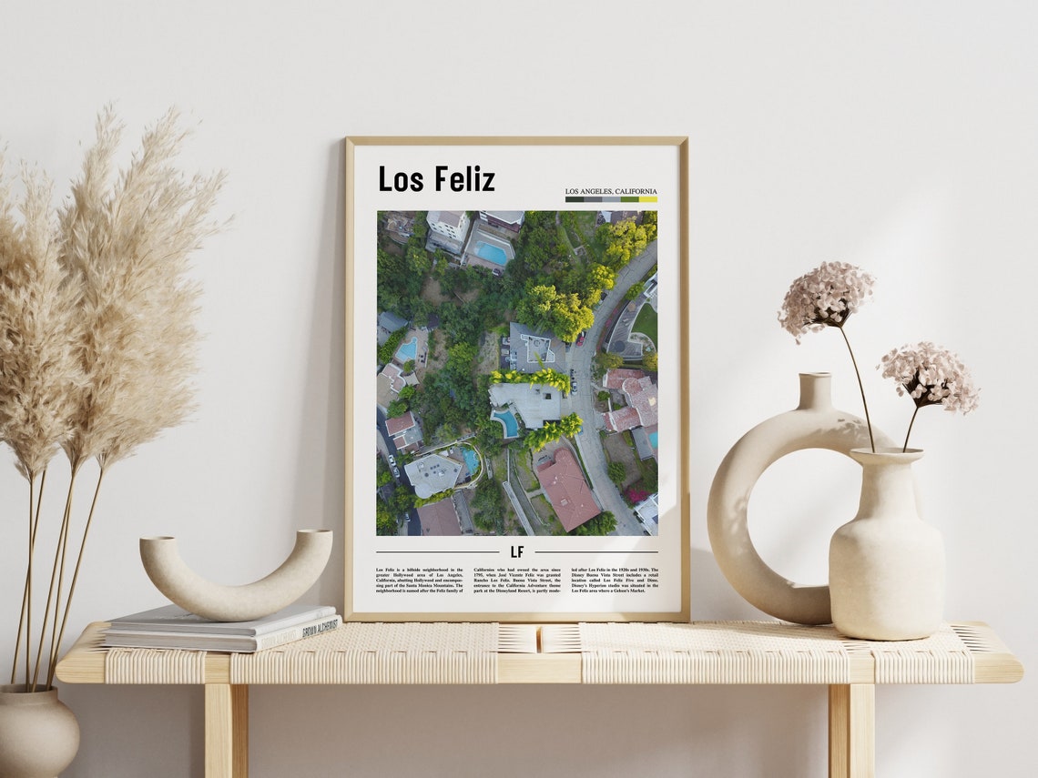 Los Feliz Print Los Feliz Poster Los Feliz Wall Art Minimal Travel Print Minimal City Poster Travel Destination Oil Painting Poster - Image 5