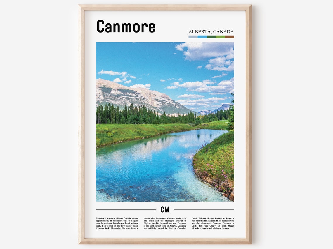 Canmore Print Canmore Poster Canmore Wall Art Oil Painting Poster Colorful City Print City Artwork Travel Artwork Travel Wall Art