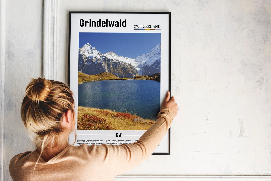 Grindelwald Print Grindelwald Poster Grindelwald Wall Art Oil Painting Poster City Print City Artwork Travel Artwork Travel Wall Art - Image 4