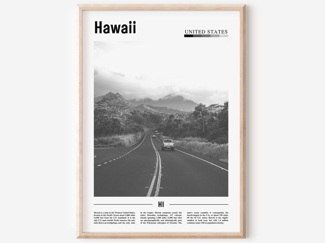 Hawaii Poster, Minimal Travel Poster