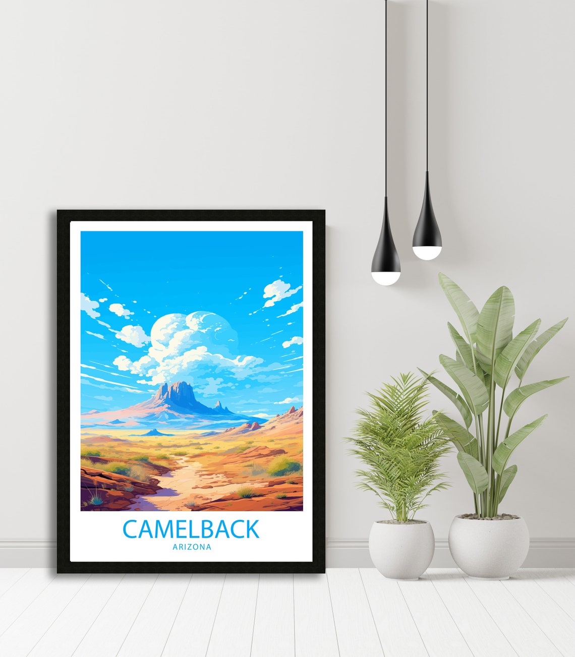 Camelback Arizona Desert Mountain Sunset Retro Travel Scene Poster - Image 4