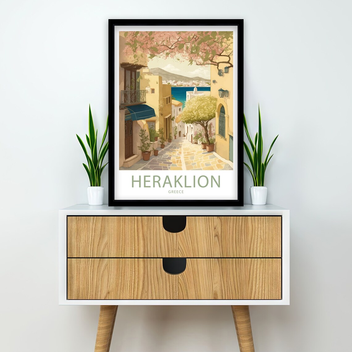 Heraklion Greece Blossom Street Sea View Retro Travel Poster - Image 2