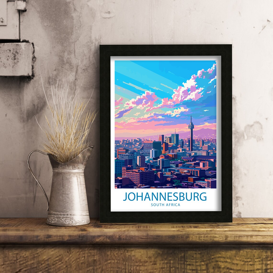 Johannesburg South Africa City Skyline at Sunset Tower View Poster - Image 6