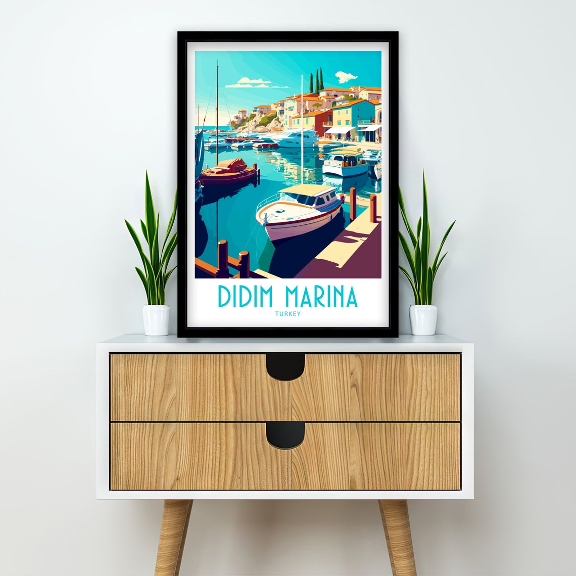 Didim Marina Turkey Boats Harbour View Vintage Travel Poster - Image 2