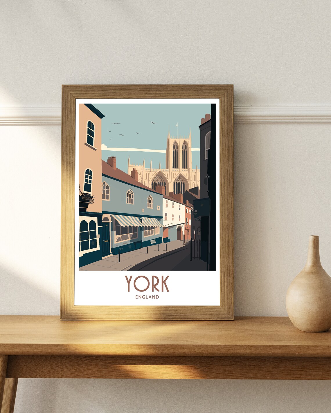 York England Historic Old Street Minster Tower Travel Poster - Image 4