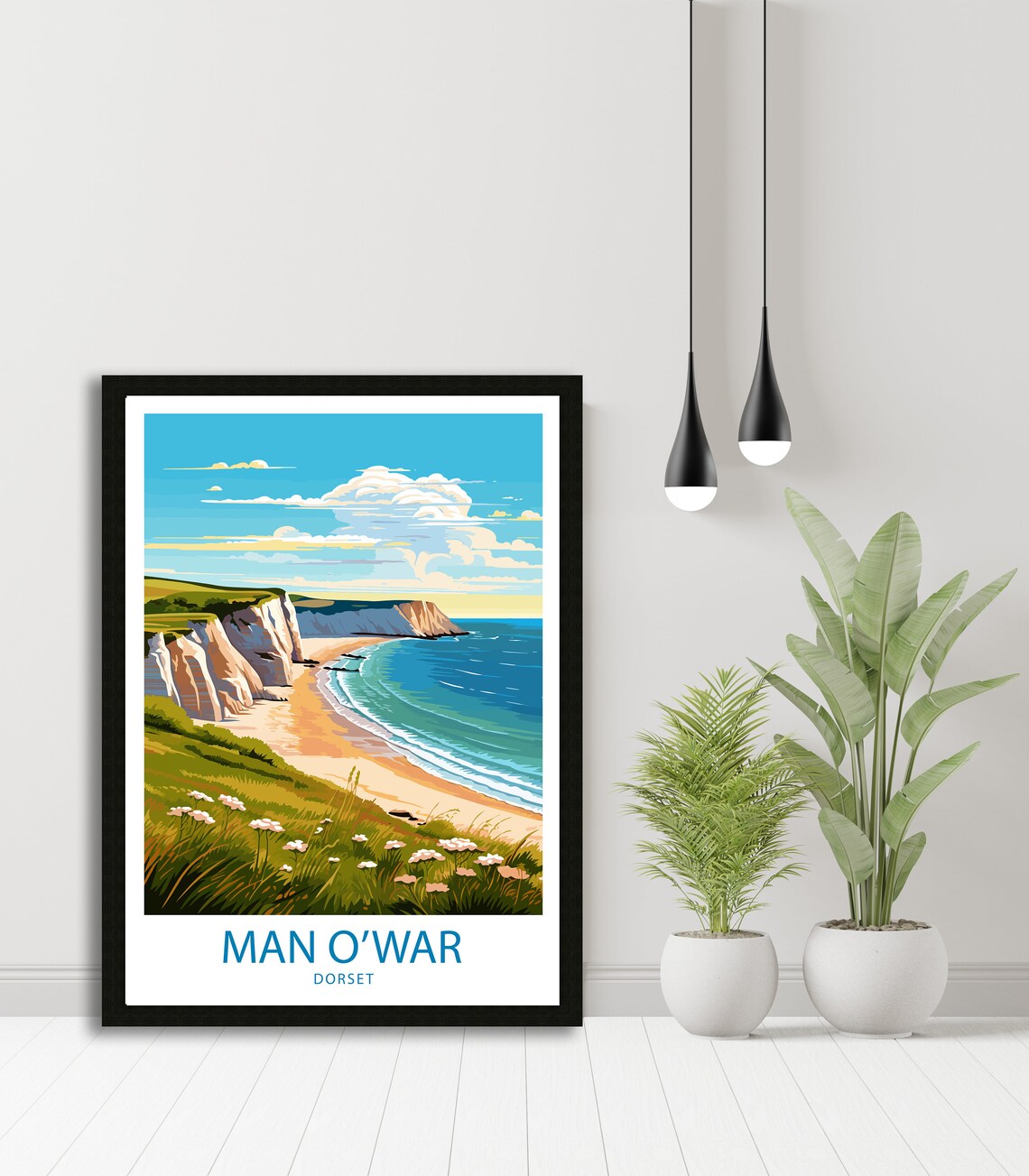 Man O' War Beach Travel Poster, Dorset - Image 3