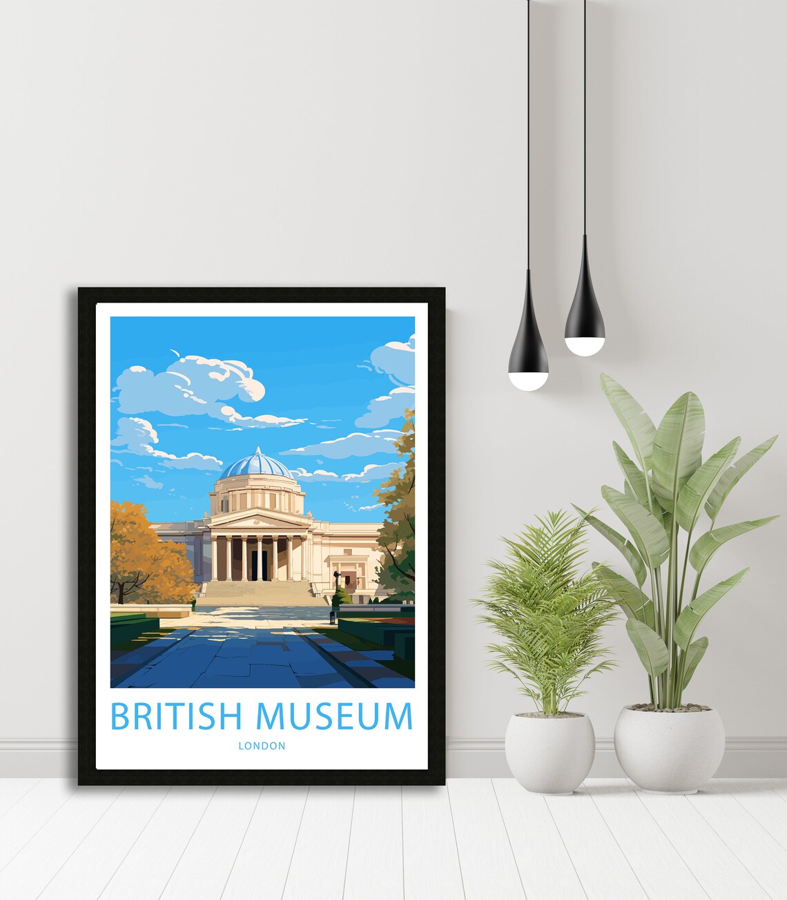 British Museum London Grand Facade Vintage Illustrated Travel Poster - Image 4