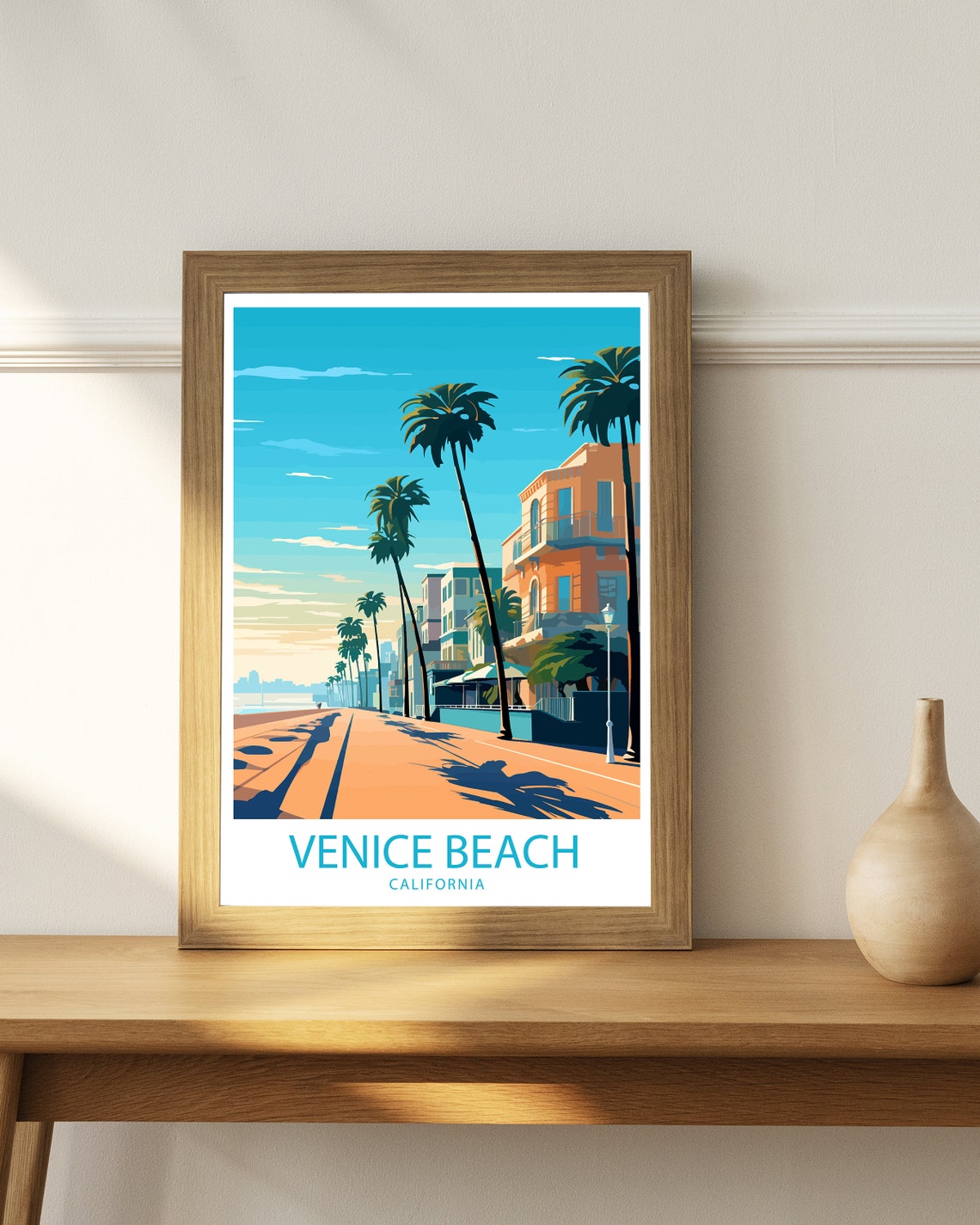 Venice Beach California Palm Lined Street Ocean Avenue Travel Poster - Image 3