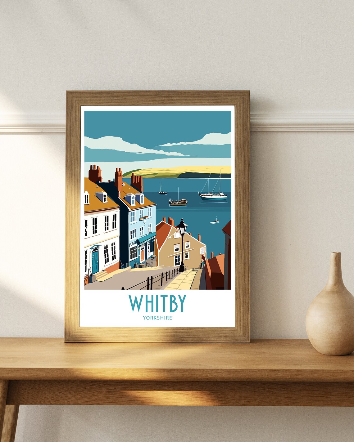 Whitby Travel Poster, Yorkshire Cityscape - Image 4