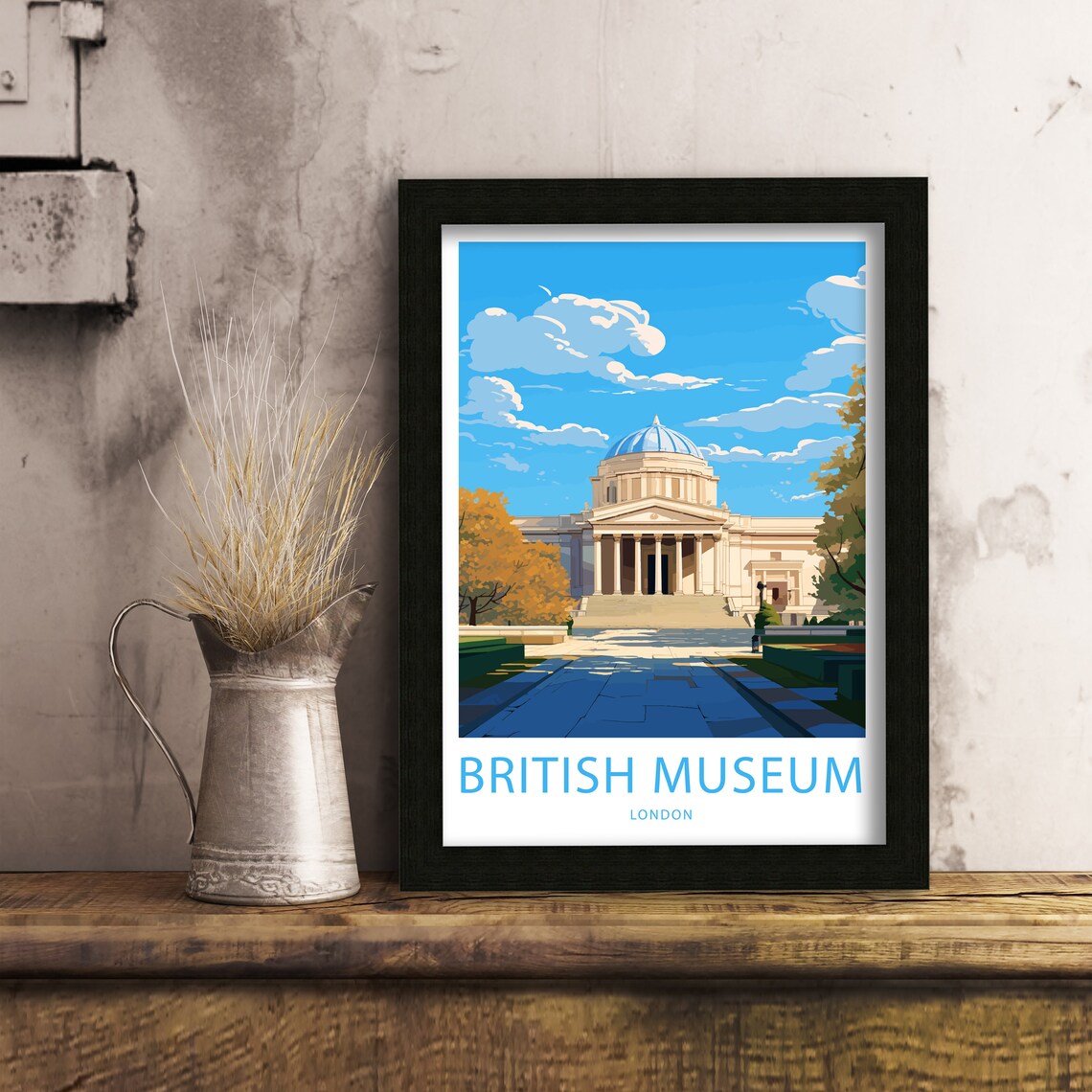 British Museum London Grand Facade Vintage Illustrated Travel Poster - Image 6