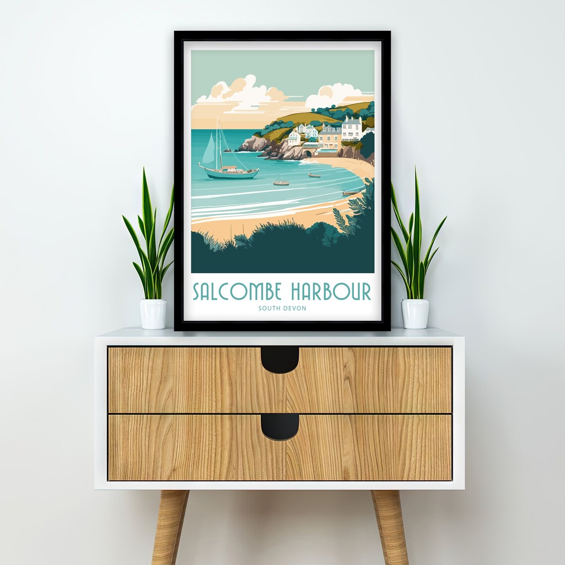 Salcombe Harbour Travel Poster, South Devon Landscape - Image 2