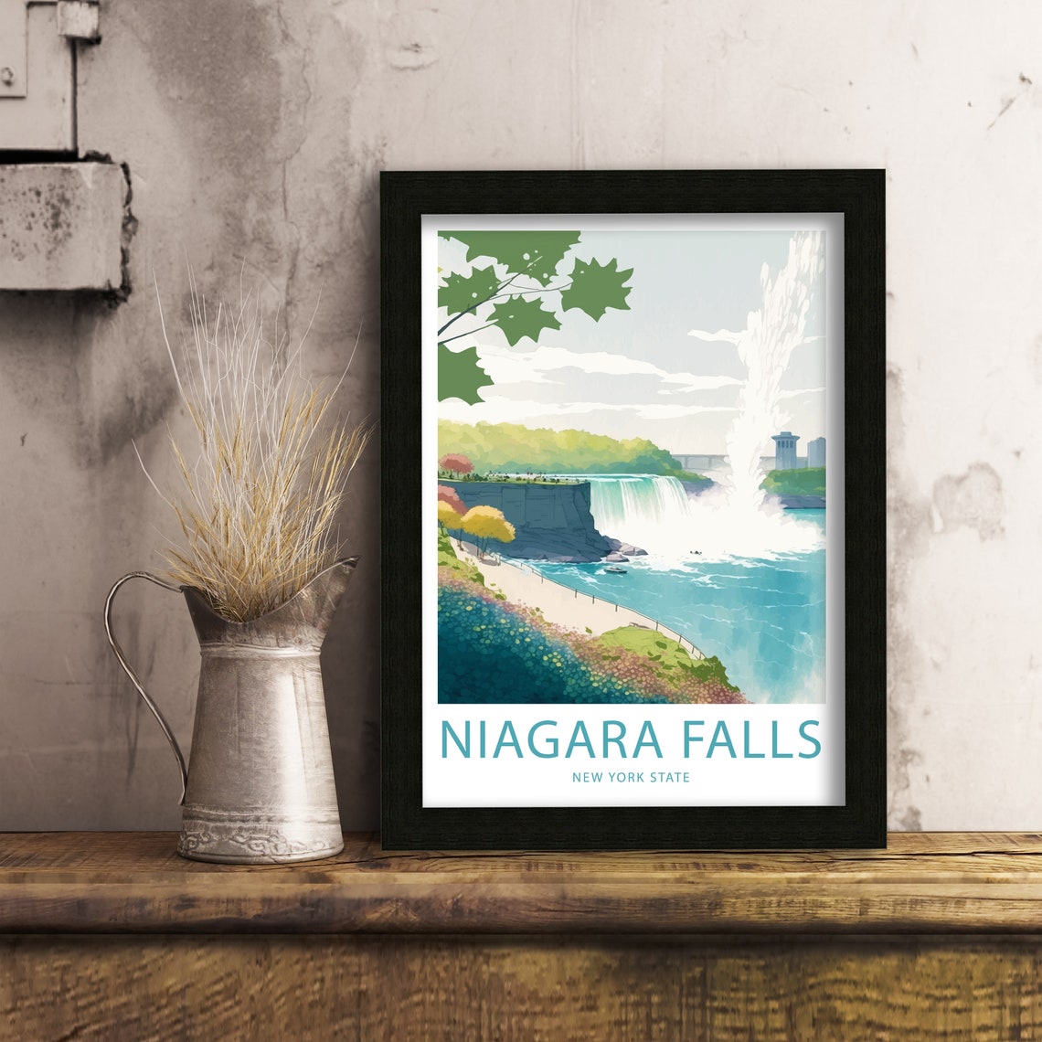 Niagara Falls New York State Riverside Path Illustrated Travel Poster - Image 6