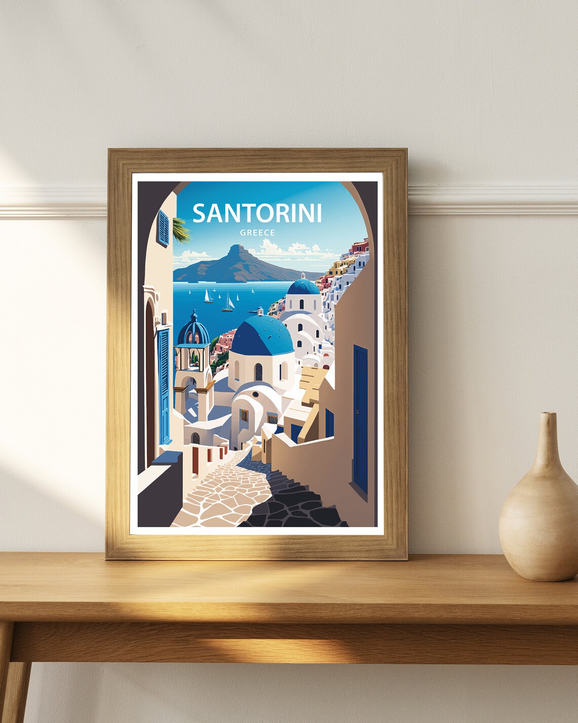 Santorini Greece Travel Poster - Image 3