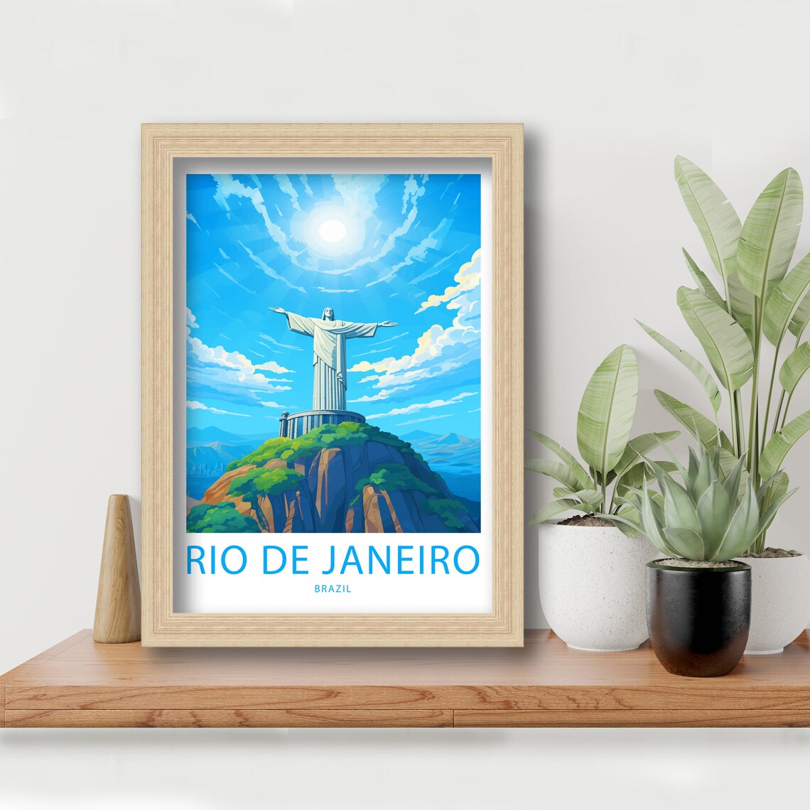 Rio de Janeiro Brazil Christ the Redeemer Illustrated Travel Poster - Image 5