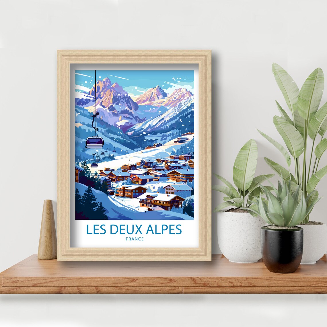 Les Deux Alpes Travel Poster, France Wall Decor