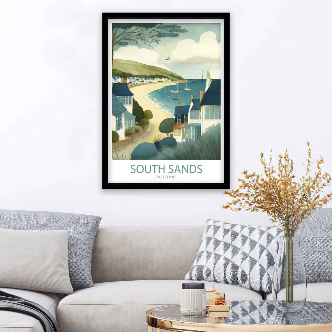 South Sands Salcombe Devon Beach Sailboats Coastal Walk View Poster - Image 3
