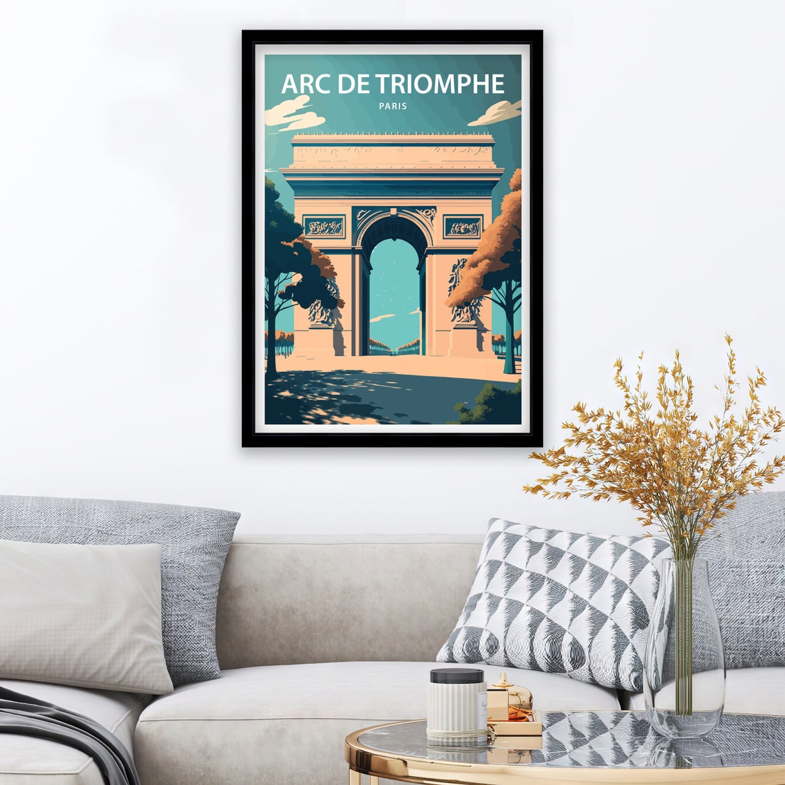 Arc de Triomphe Paris Monument Avenue Trees Retro Travel Poster - Image 2