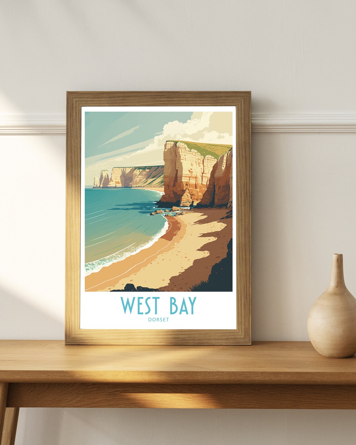 West Bay Dorset Travel Poster, Scenic Art Print - Image 5