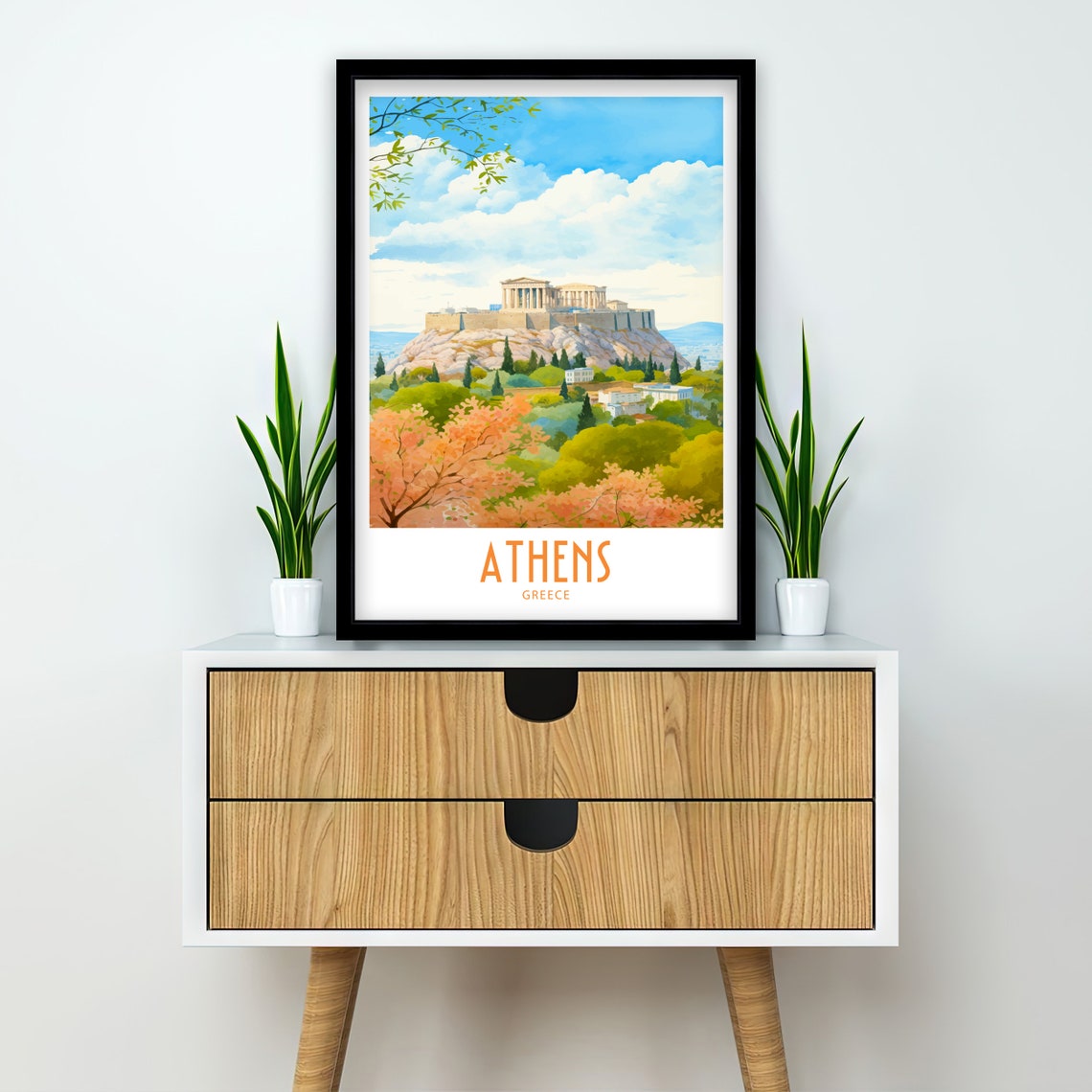 Athens Greece Acropolis Seasonal Foliage Hillside Trees View Poster - Image 2