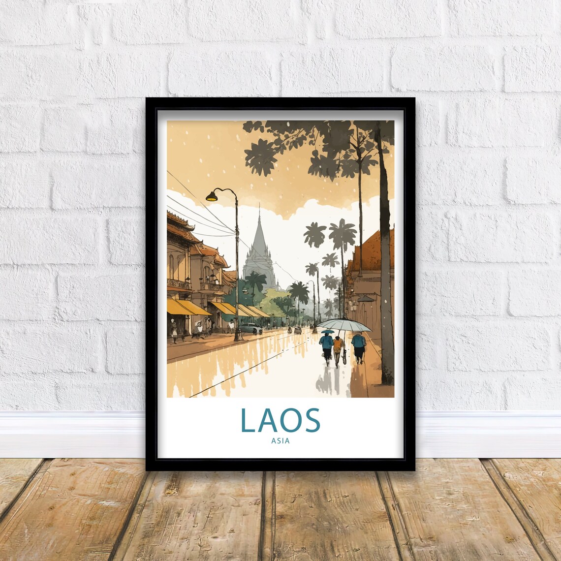 Laos Travel Poster, Asia Travel Art Print