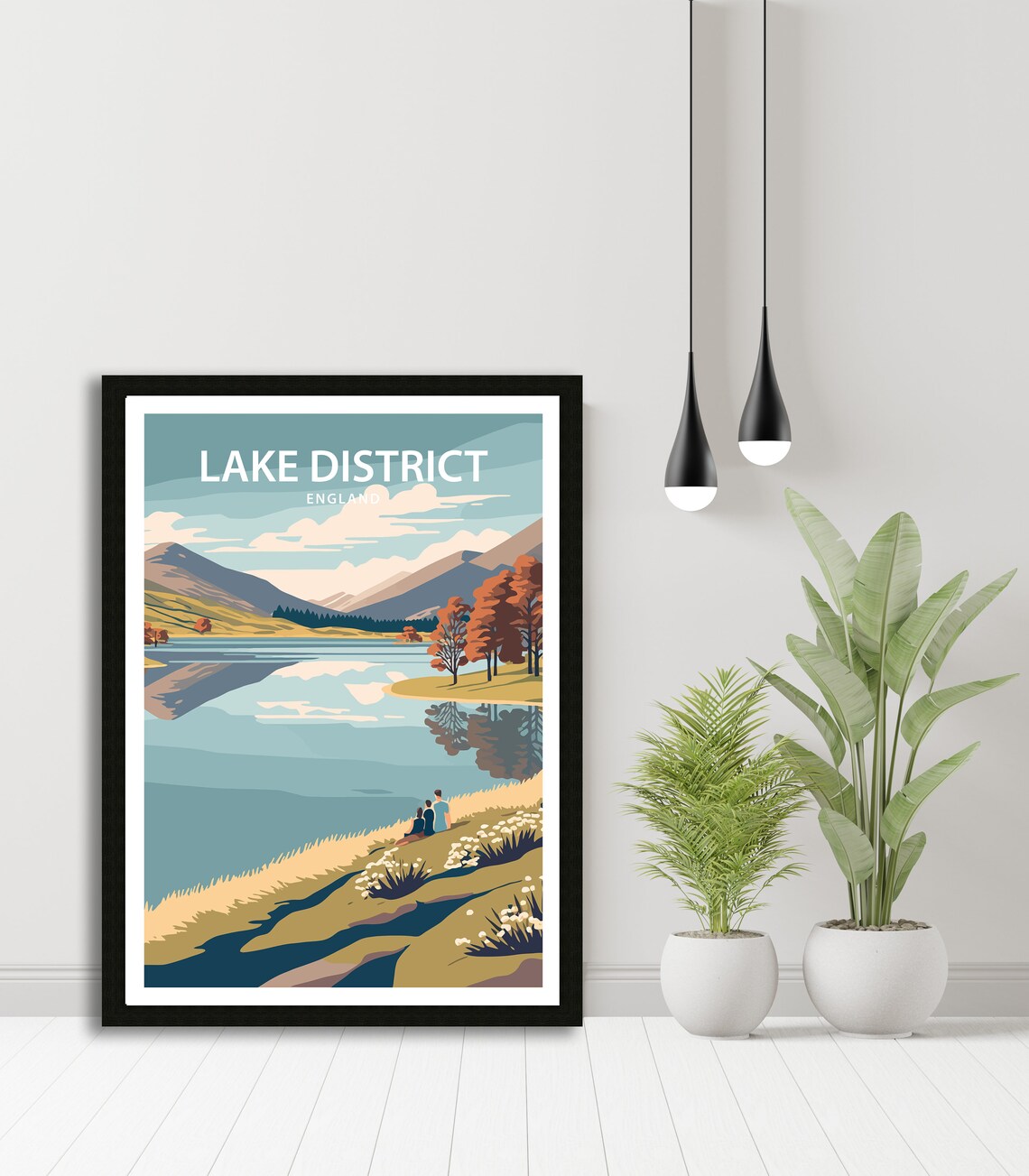 Lake District England Autumn Lakeshore Vintage Travel Poster - Image 3